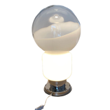 Table lamp in Murano glass and chrome plated metal
