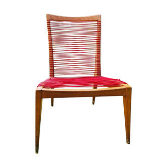 Fauteuil fils sadroplast et bois par louis sognot 1950