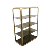 Hollywood Regency gilt metal and smoked glass shelf, Italy circa 1970