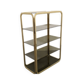 Hollywood Regency gilt metal and smoked glass shelf, Italy circa 1970