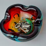 Sommerso orange and blue trinket tray by Flavio Poli for Seguso, Murano glass, Italy, 1970