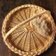 Round wicker and glass tray Anse Vannerie Vintage