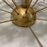 Lampe de table en verre de Murano blanc et laiton, années 1970
