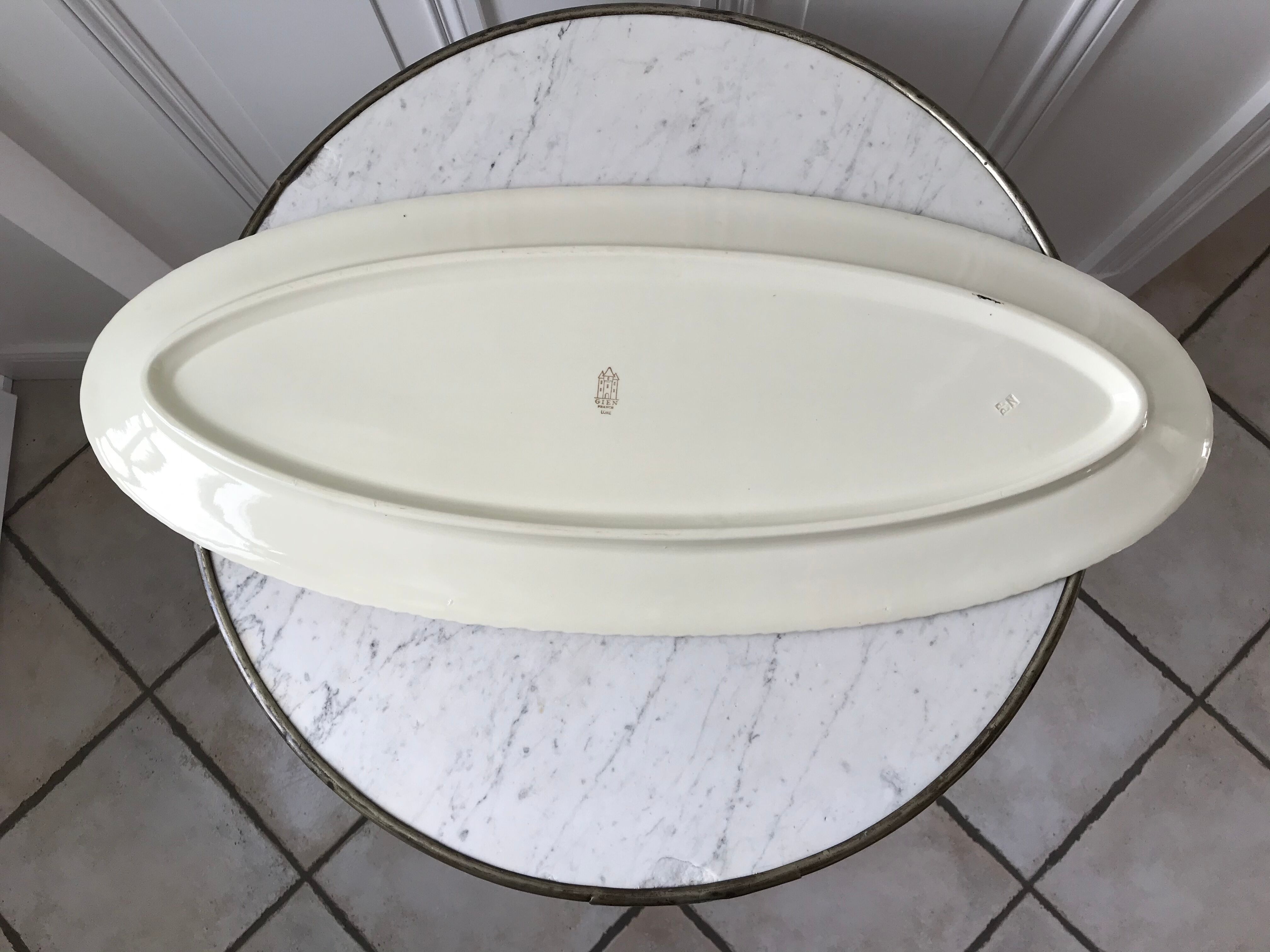 Plat à poisson Gien années 50