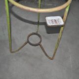 Vintage green circular iron jardinière from Hungary, 1940s, with a tripod base.