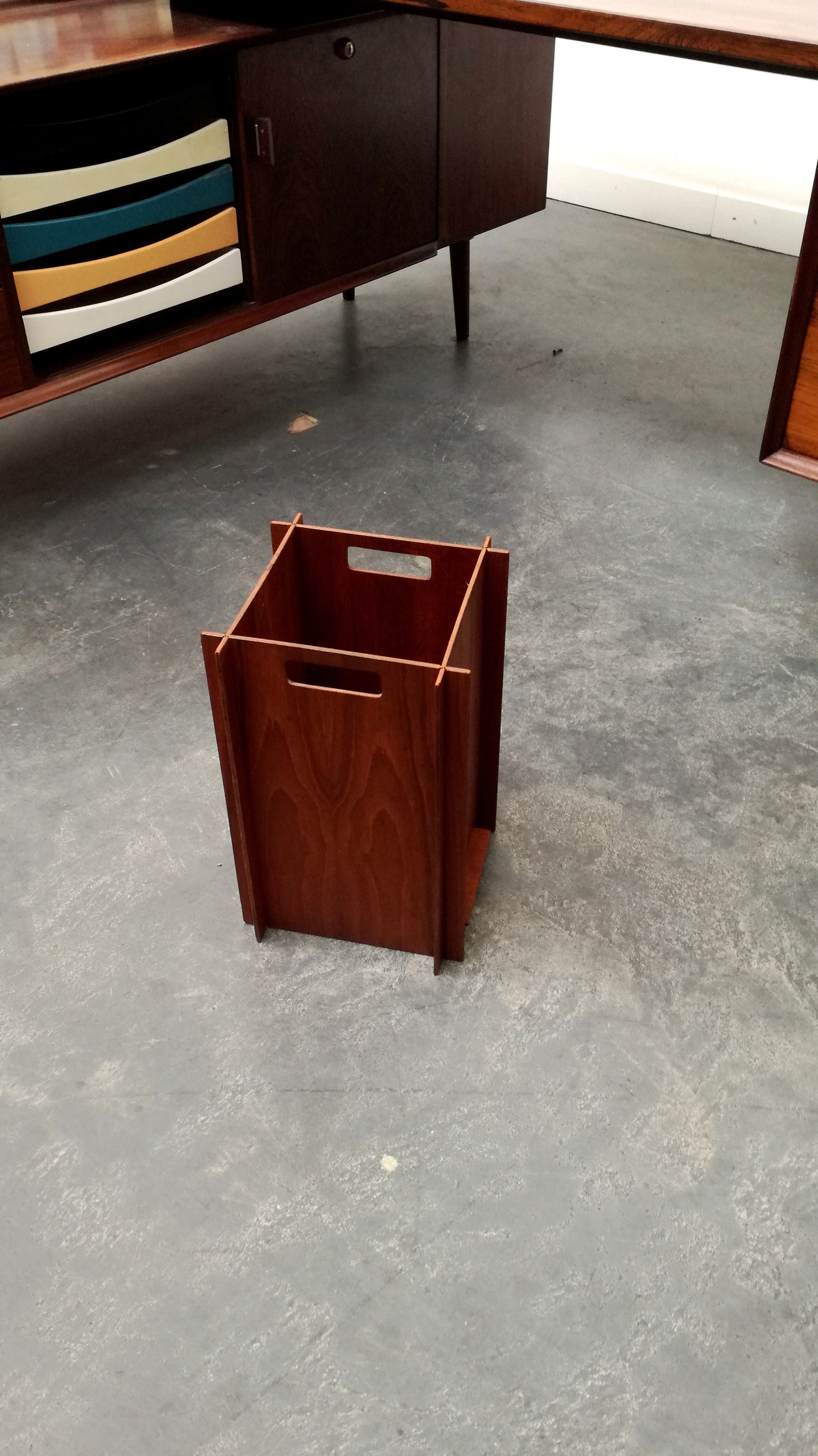 Scandinavian office trash teak 1960