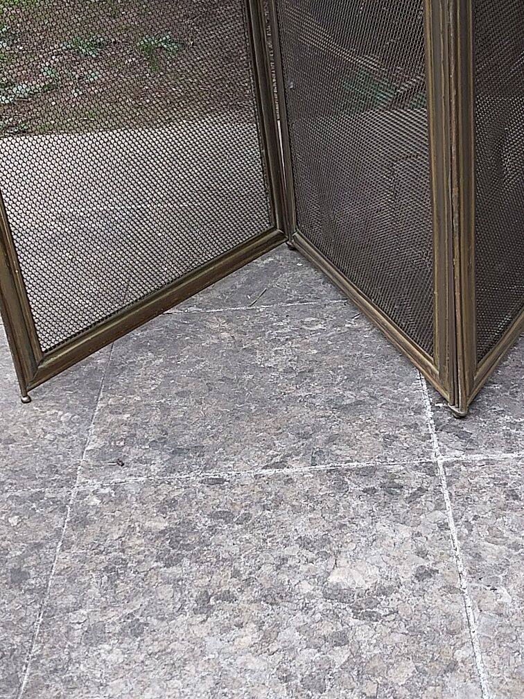 Ancient bronze and brass signed fire pare