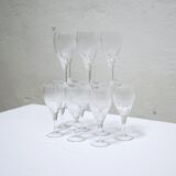 Series of 12 vintage red crystal wine glasses