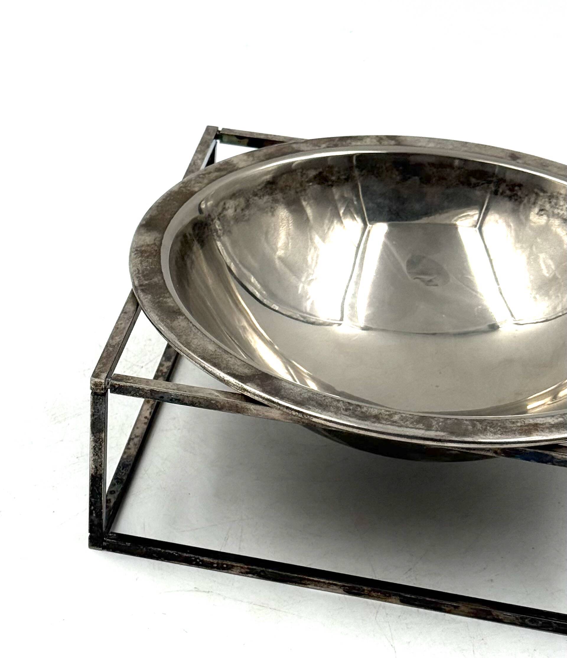 Mid-century modern silver-plated bowl / vide poche, PM Italy 1970s