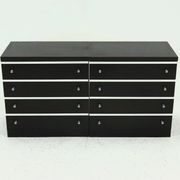 Pair Chest of Drawers in Ebonized Wood with Aluminium Accents 1980s