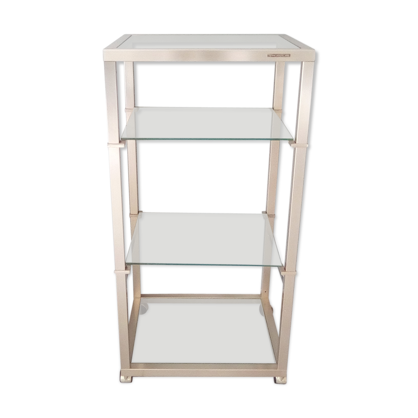 Brass shelf and glass on wheels Pierre Vandel
