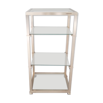 Brass shelf and glass on wheels Pierre Vandel