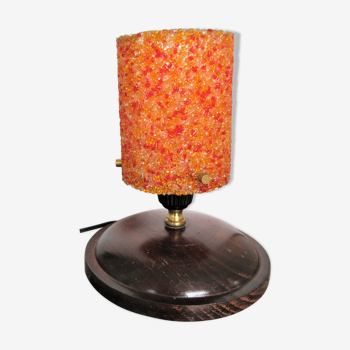 Lampe vintage abat-jour granité orange