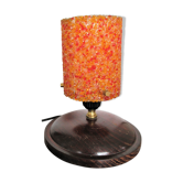 Lampe vintage abat-jour granité orange