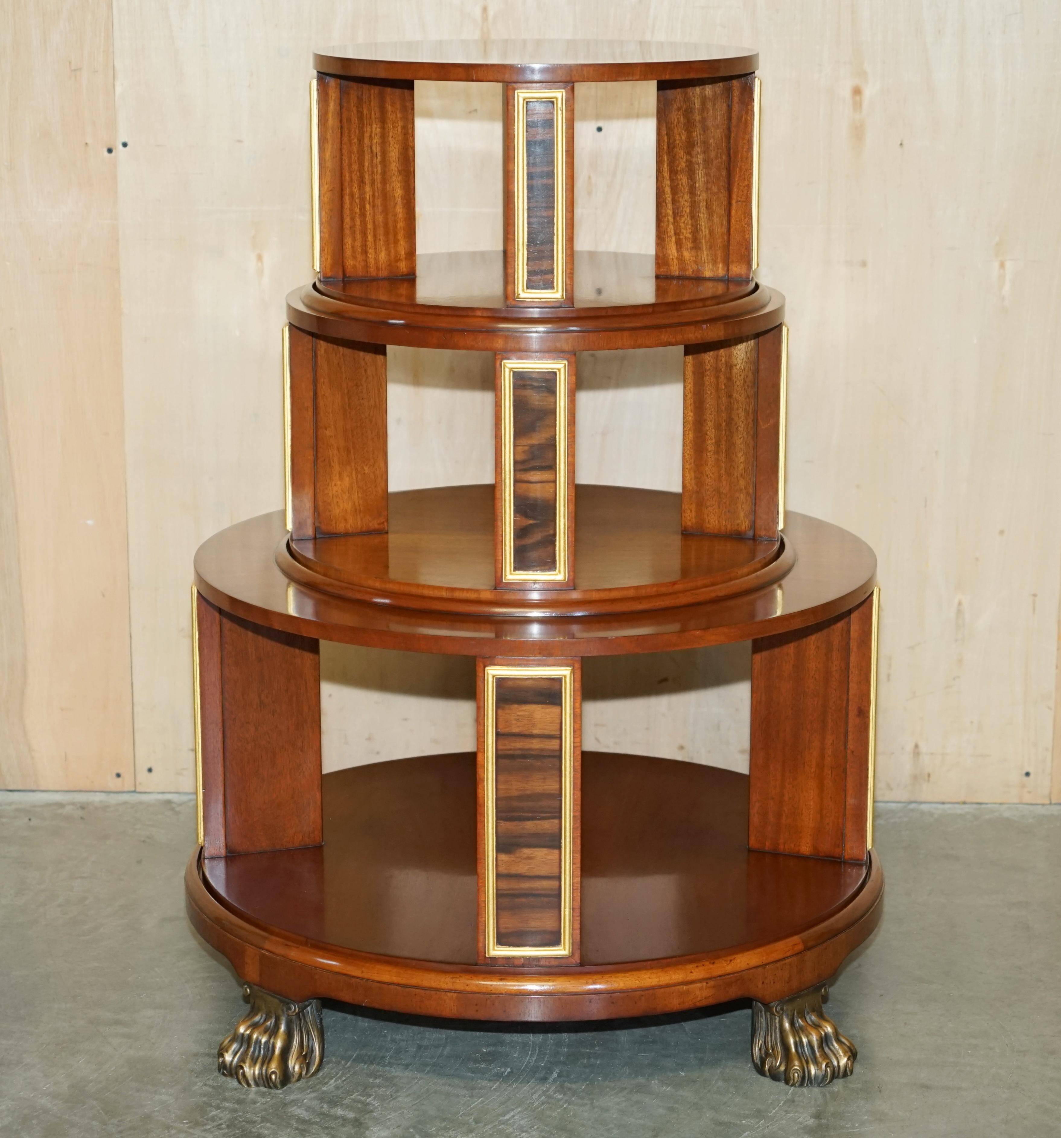 Table bibliothèque tournante Arthur Brett en satin, noyer et palissandre - style Regency