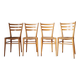Suite de 4 chaises italiennes vintage en bois et paille