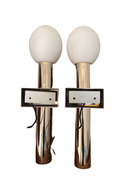 Pair of chrome wall lamps from Sciolari, Italy 1970's