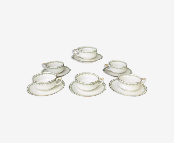 6 tasses à café & soucoupes en porcelaine de limoges haviland