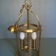 Chandelier lantern cage cylindrical two fires ~ glass and golden brass ~ 1950s/1960s