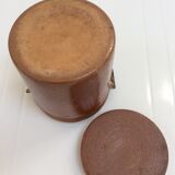 Old stoneware pot with lid
