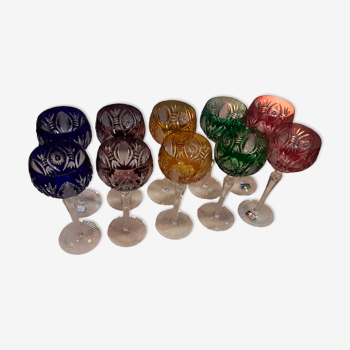 Verres cristal de couleur