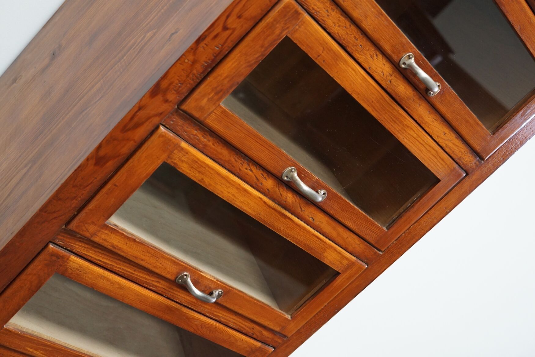 Vintage German pine haberdashery cabinet, 1950s