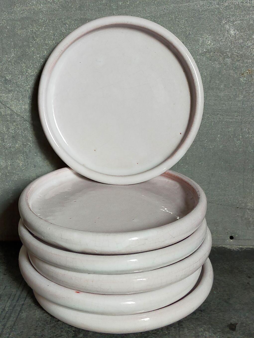 Six antique enamelled earth cut-cups