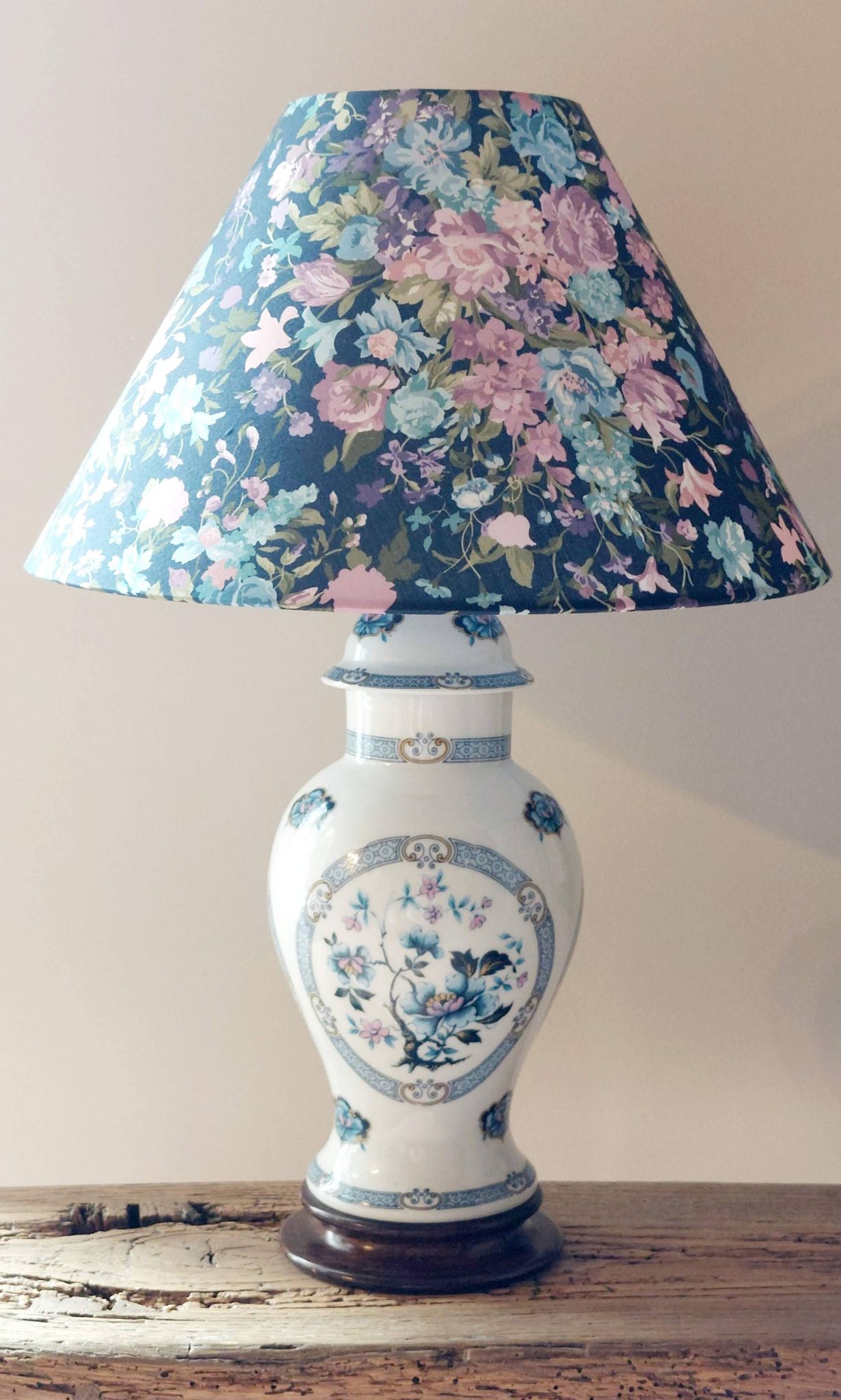 Limoges porcelain lamp Hergey – custom Liberty lampshade