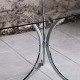 Chrome and smoked glass dining table in the style of Gastone Rinaldi, 1970.