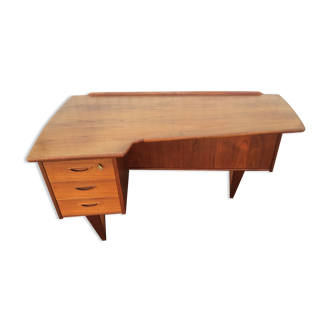 Bureau boomerang scandinave en teck de Peter Lovig Nielsen des années 60