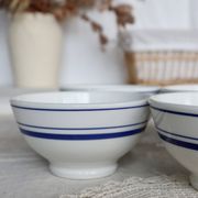 4 vintage Italian porcelain bowls – Blue bistro style border