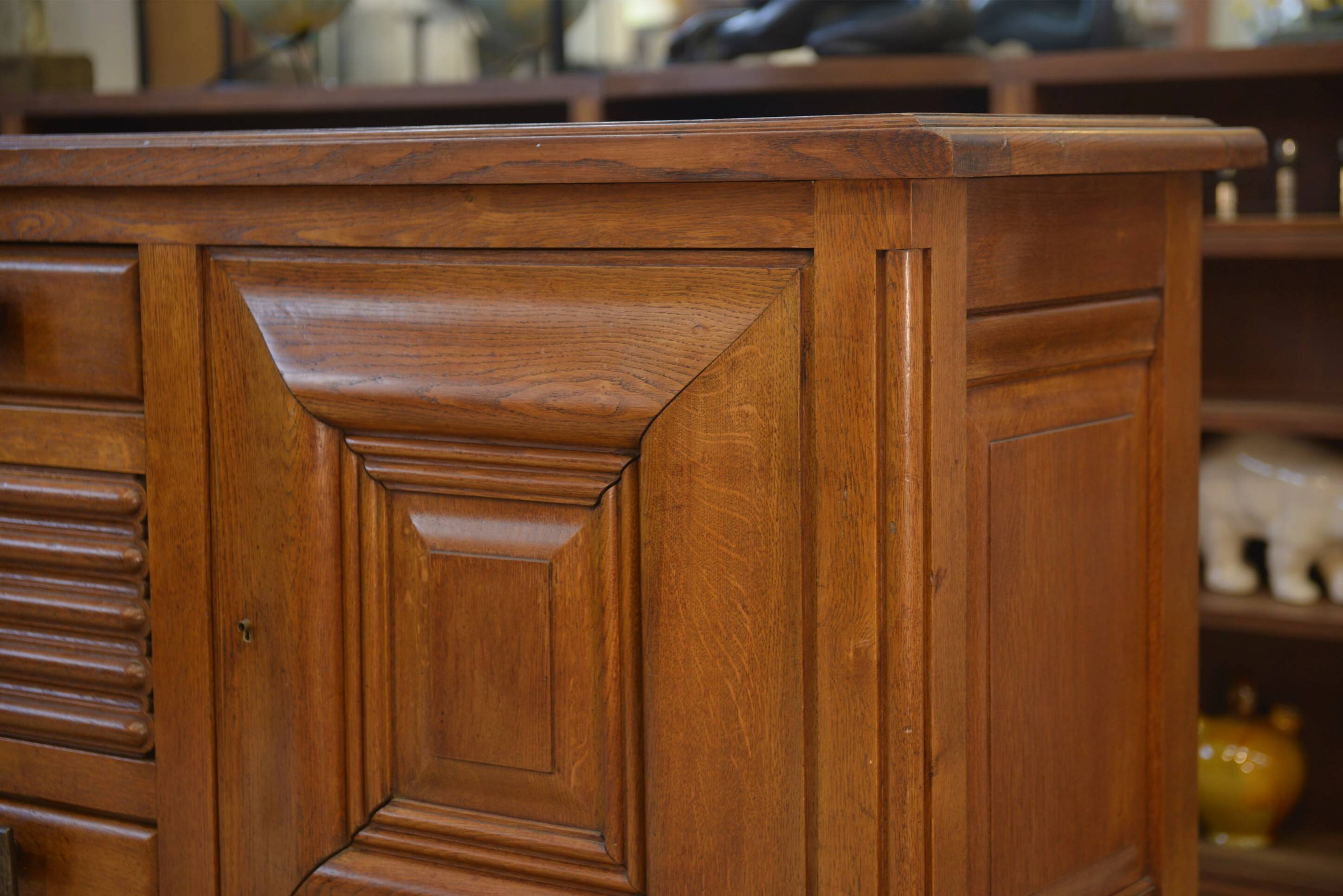 Oak and wrought iron sideboard signed by Charles Dudouyt, 1940s.