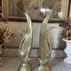 Pair of brass bookends, sculptural swans in Art Nouveau style.