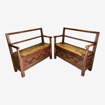 Pair of Breton Bench-Chests