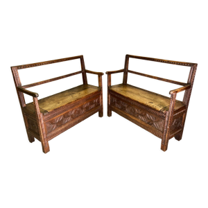 Paire de banc-coffres de Bretagne