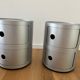 2 Kartell Componibili storage units in matt silver