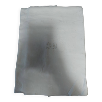 Damask cotton tablecloth monogrammed DD 150 x 220 cm