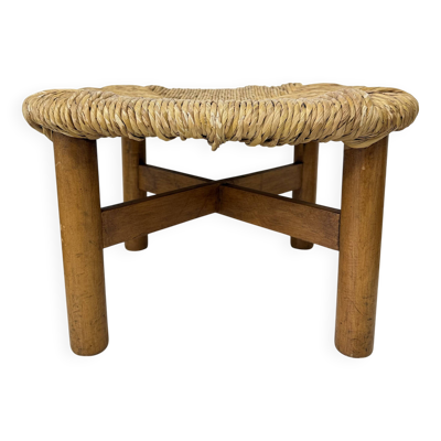 Tabouret italien en jonc par Lorenzo Forges Davanzati, années 1960