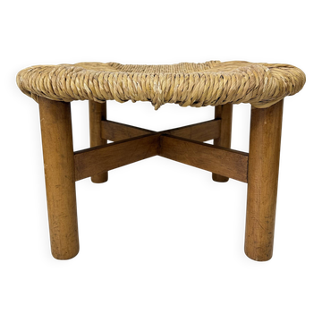 Tabouret italien en jonc par Lorenzo Forges Davanzati, années 1960