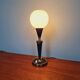 Black lacquered metal table lamp with satin white glass, 1950s.