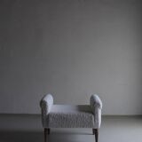 White faux shearling ottoman | 1960s