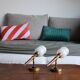 Pair of vintage Lunel house wood and brass wall lights