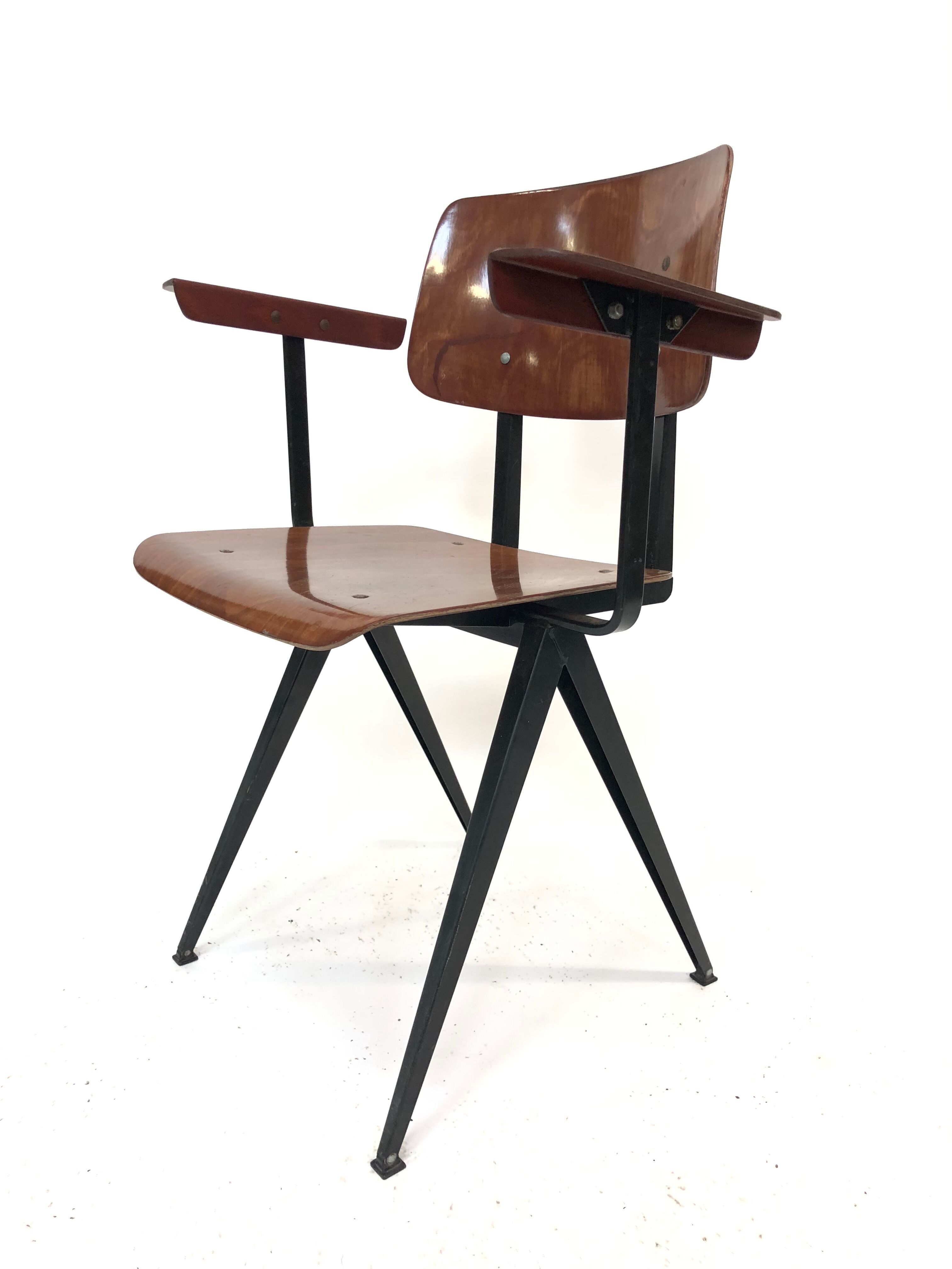 Vintage Galvanitas S16 school Chair with armrests and compass of the 1960s