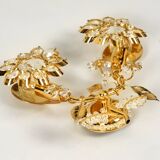 1970s brass crystal glass floral wall lamp by Ernst Palme unused condition