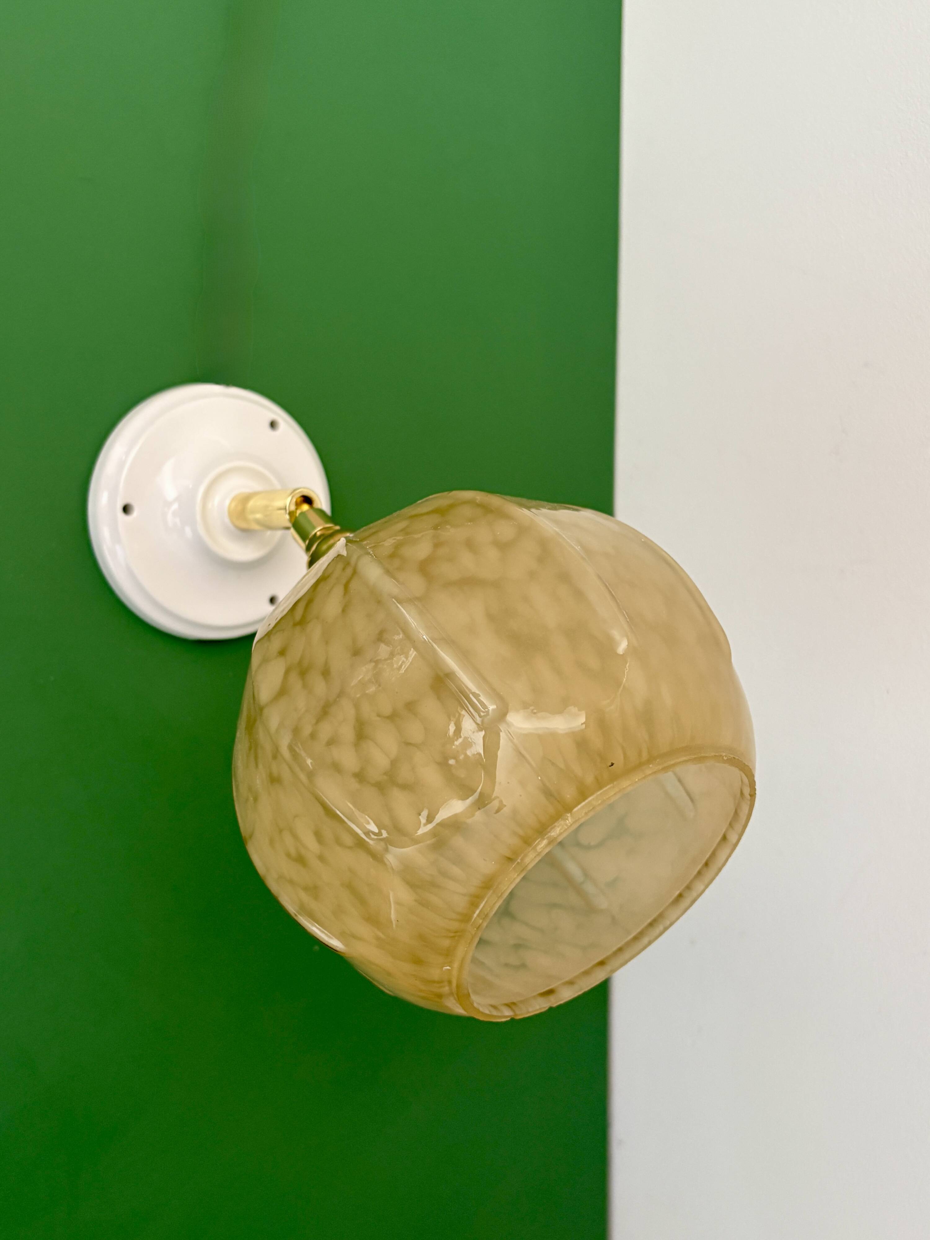 Vintage yellow glass globe wall light