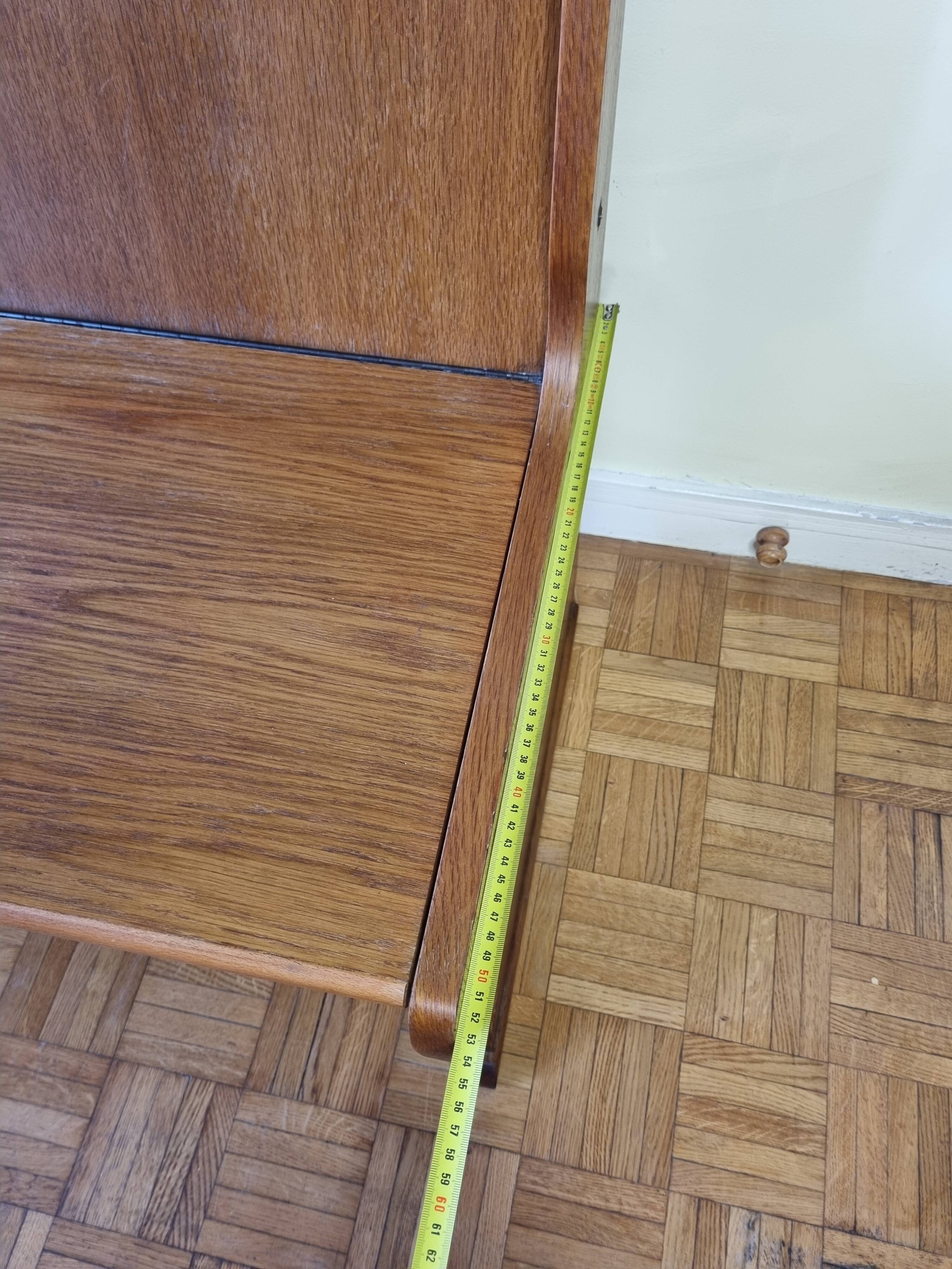 Vintage oak bench with storage compartment, two-seater, 104 cm