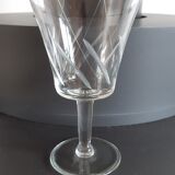 Set of 4 crystal glasses engraved 60s