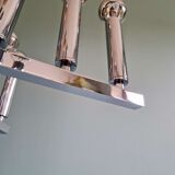 Chrome metal Space Age chandelier, 18 light points, 1970.