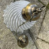 Brass and opaline pendant light, 1980s