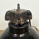 Industrial Bauhaus Black Enamel Pendant Lamp, 1930s